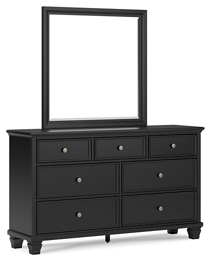 Lanolee Full Panel Bed with Mirrored Dresser and Chest