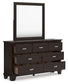 Covetown Twin Panel Bed with Mirrored Dresser, Chest and 2 Nightstands