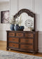 Lavinton King Poster Bed with Mirrored Dresser and Nightstand