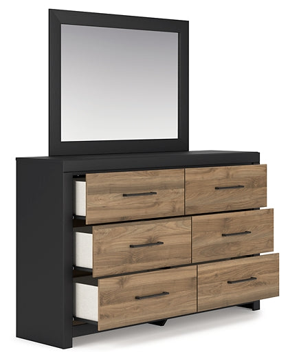 Vertani Queen Panel Bed with Mirrored Dresser and 2 Nightstands