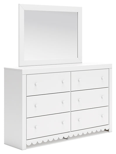 Mollviney Twin Panel Storage Bed with Mirrored Dresser