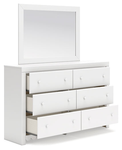 Mollviney Twin Panel Storage Bed with Mirrored Dresser, Chest and Nightstand