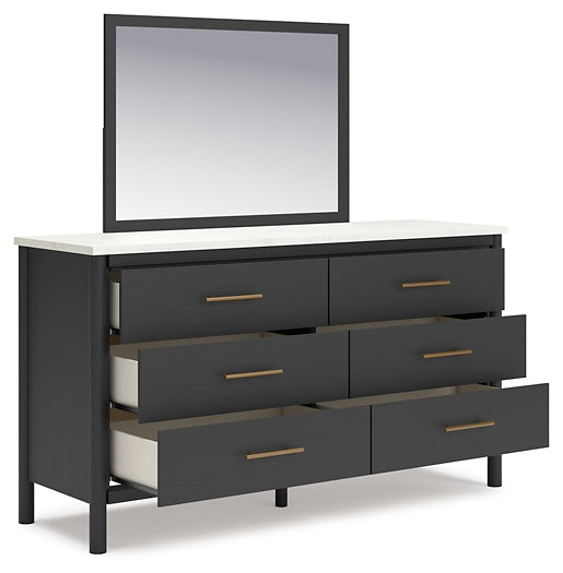 Cadmori Full Upholstered Bed with Mirrored Dresser