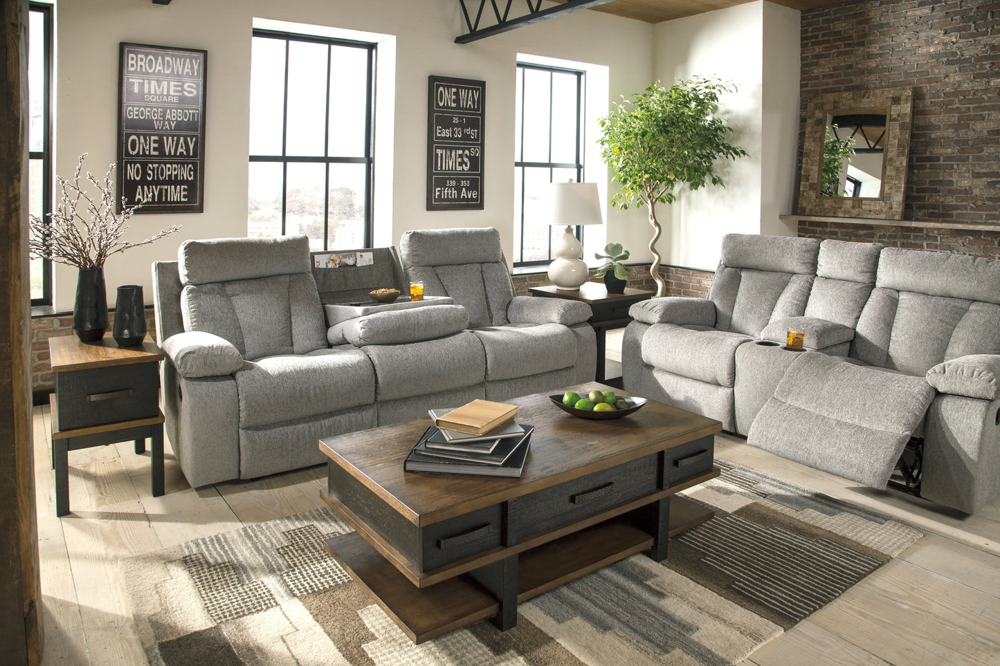 Mitchiner REC Sofa w/Drop Down Table