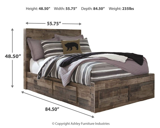 Derekson Full Panel Bed with 6 Storage Drawers with Mirrored Dresser