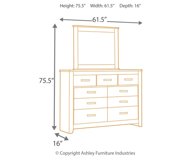 Brinxton Queen/Full Panel Headboard with Mirrored Dresser, Chest and Nightstand