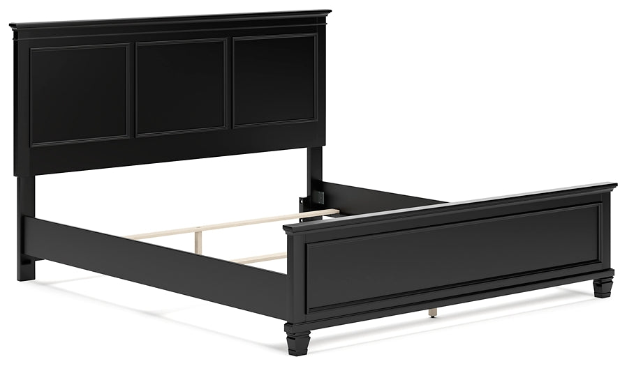 Lanolee California King Panel Bed with Mirrored Dresser and 2 Nightstands