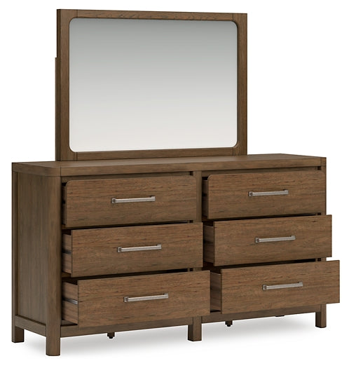 Cabalynn Queen Upholstered Bed with Mirrored Dresser and Chest