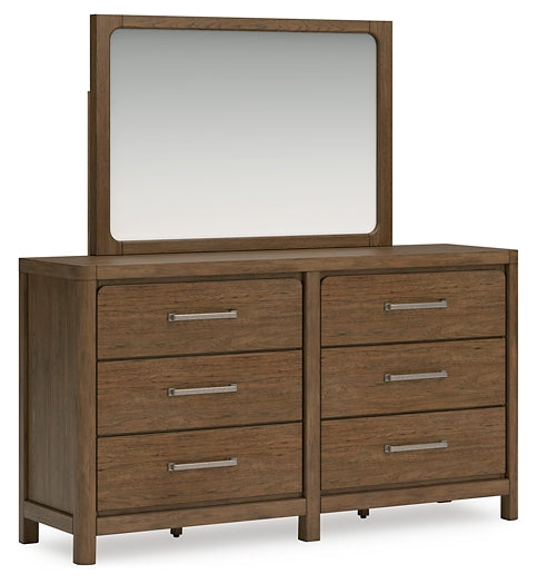 Cabalynn California King Panel Bed with Storage with Mirrored Dresser and Nightstand